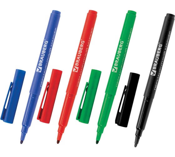 Изображение товара Перманентные нестираемые маркеры НАБОР 4 шт., АССОРТИ, "CLASSICLine", 1 мм BRAUBERG 150295