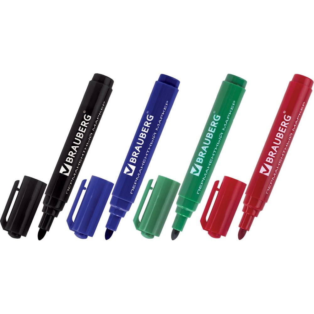Изображение товара Перманентные нестираемые маркеры НАБОР 4 шт. Classic BRAUBERG