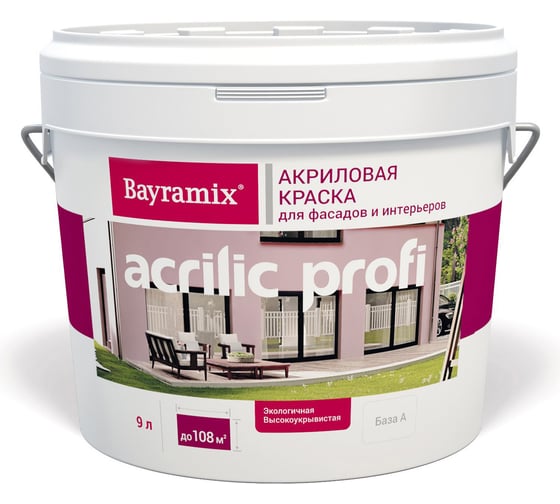 Изображение товара Вододисперсионная краска BAYRAMIX Acrilic Profi 13 кг / 9 л BAP-130/090