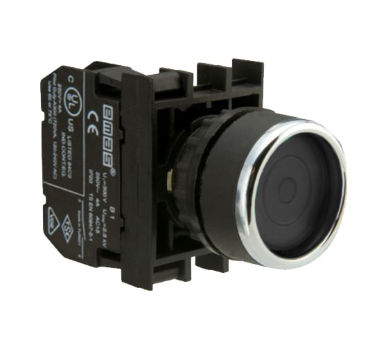 Изображение товара Нажимная круглая кнопка Emas черная, с фиксацией, 1НО, серия B, 250 В AC, 4 А, B100FH