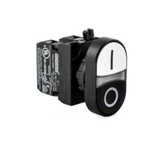 Изображение товара Нажимная кнопка Emas сдвоенная чёрно-белая, 250 В AC, 4 А CP102K20HB