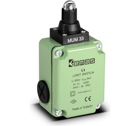 Изображение товара Концевой выключатель Emas в металлическом корпусе, 240 В, 3 А. L1K13MUM331