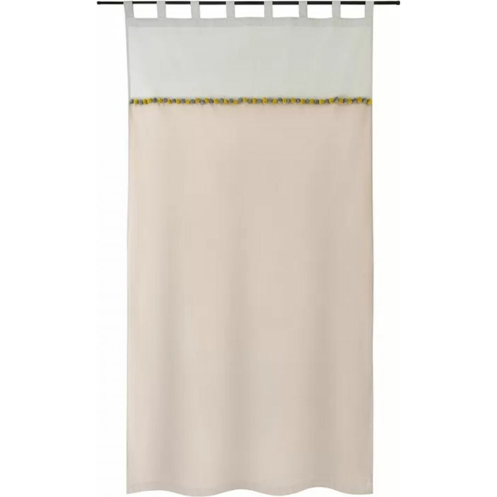 Изображение товара Штора из хлопка с помпонами Tkano Essential бежево-серый 150x290 см