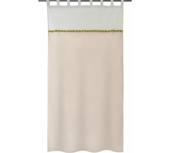 Изображение товара Штора из хлопка с помпонами Tkano Essential бежево-серый, 150x290 см TK23-CUR0002