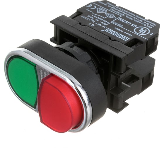 Изображение товара Нажимная сдвоенная кнопка Emas красно-зелёная, выступающая, 250 В AC, 4А B102K21KY