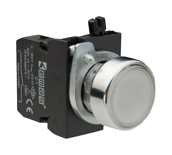 Изображение товара Нажимная кнопка Emas круглая, белая, 250 В AC, 4 А CM100DB