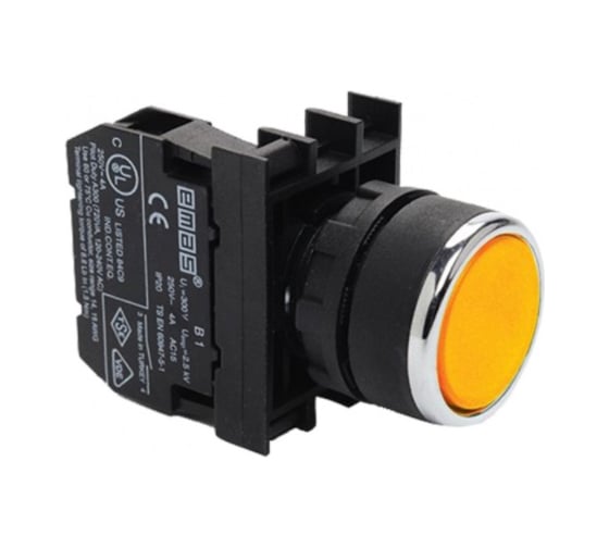 Изображение товара Нажимная круглая кнопка Emas желтая , 1НО, серия B, 250 В AC, 4 А, B100DS