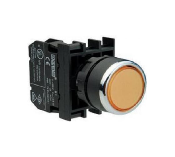 Изображение товара Нажимная круглая кнопка Emas желтая, 2НО, серия B, 250 В AC, 4 А, B101DS