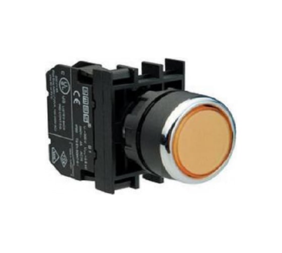 Изображение товара Нажимная кнопка Emas серия B, круглая, желтая, 1НО+1НЗ, 250 В AC, 4 А B102DS