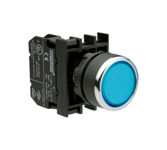 Изображение товара Нажимная круглая кнопка Emas синяя, 2НО, серия B, 250 В AC, 4 А, B101DM