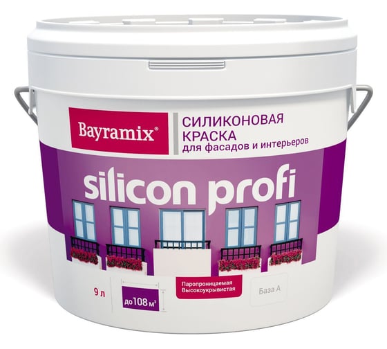 Изображение товара Вододисперсионная краска BAYRAMIX Silicon Profi 13 кг / 9 л BSP-130/090