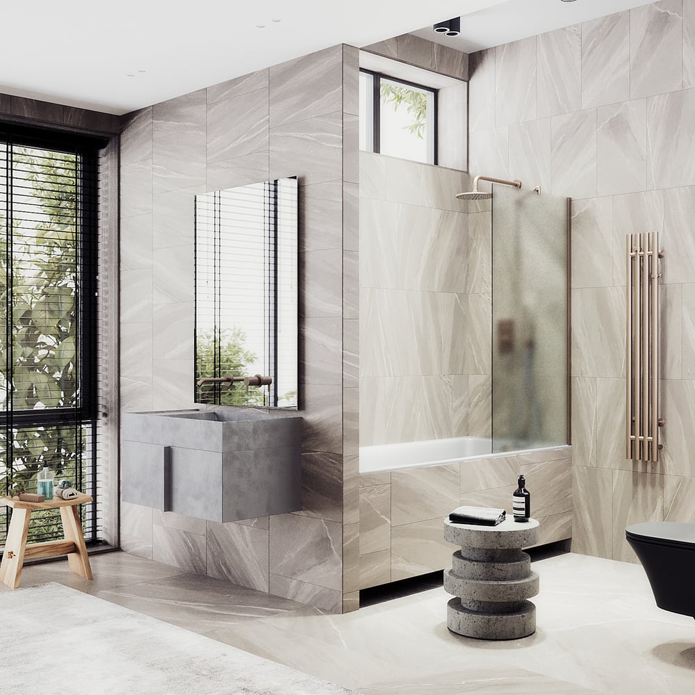 Изображение товара Шторка для ванны в широком профиле MaybahGlass MGV-92-2ш 600х1400 мм из закаленного стекла