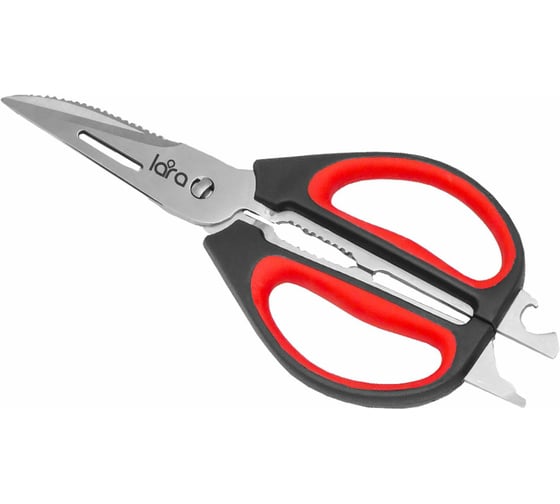 Изображение товара Ножницы Lara 24,5 см 8 в 1 прорезиненные ручки, сверхострая заточка, блистер LR05-94 BLISTER
