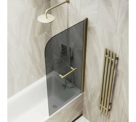 Изображение товара Шторка поворотная на монопетле MaybahGlass 1400х600 6 мм Графит +Полотенцедержатель MGV-779-2