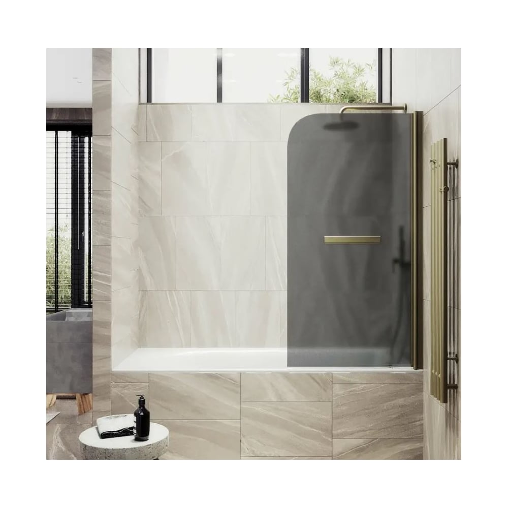 Изображение товара Шторка поворотная на монопетле MaybahGlass 1400х600 Графит матовый и крепеж