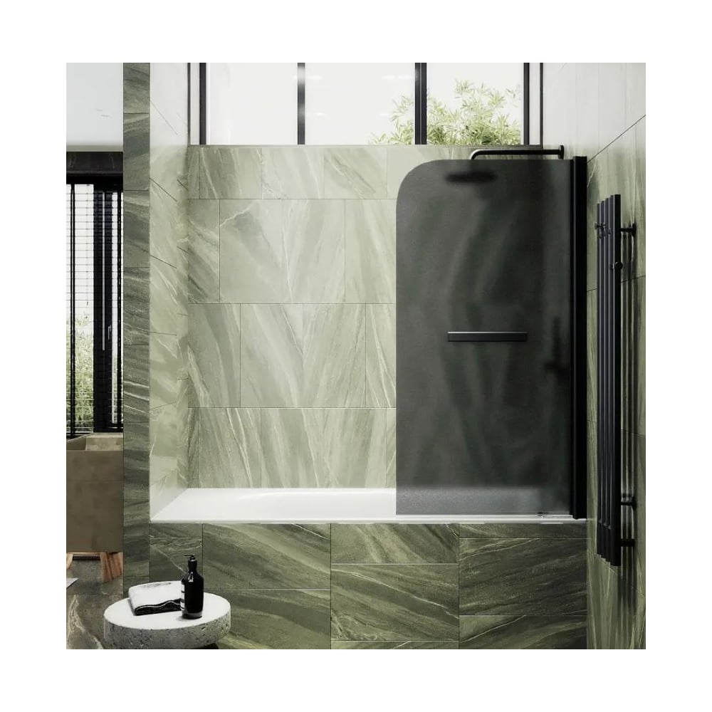 Изображение товара Шторка для ванной MaybahGlass 1400х600 графит матовая с крепежом