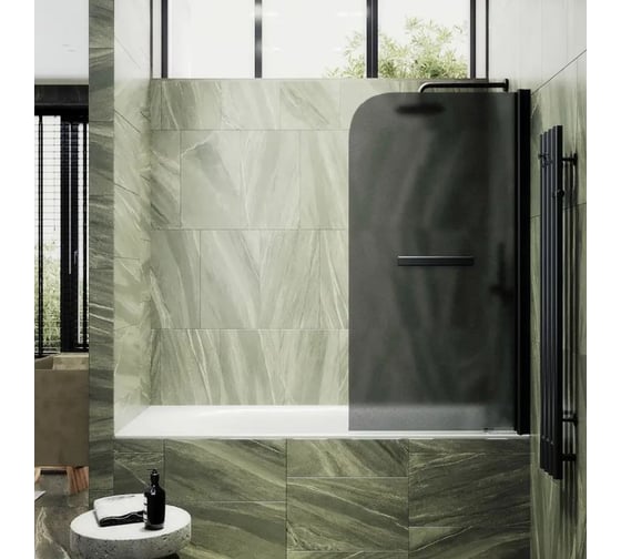 Изображение товара Шторка поворотная на монопетле MaybahGlass 1400х600 6 мм Графит матовый +Полотенцедержатель MGV-780-6