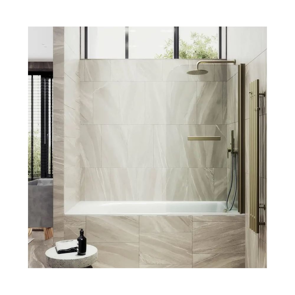 Изображение товара Шторка поворотная на монопетле MaybahGlass 1400х700 6 мм с полотенцедержателем бронза