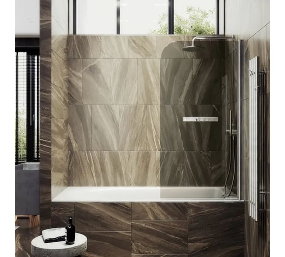 Изображение товара Шторка поворотная на монопетле MaybahGlass 1400х700 6 мм Бронза +Полотенцедержатель MGV-783-5