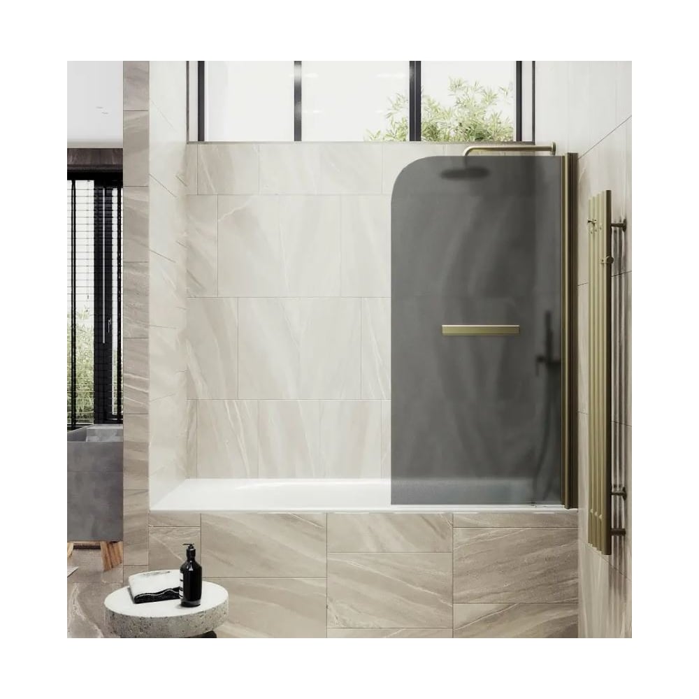 Изображение товара Шторка для ванной MaybahGlass 1400х700 6 мм графит матовый с полотенцедержателем