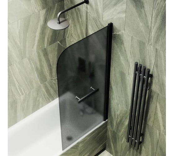 Изображение товара Шторка поворотная на монопетле MaybahGlass 1400х700 6 мм Графит матовый +Полотенцедержатель MGV-786-6