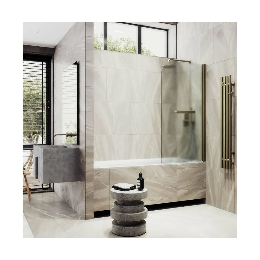 Изображение товара Поворотная шторка на монопетле MaybahGlass 1400x700 6 мм сатин бронза