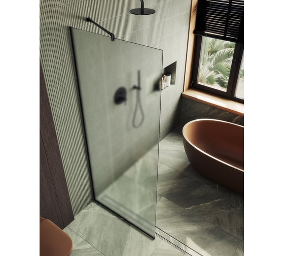 Изображение товара Душевая перегородка MaybahGlass в узком профиле, 1950х690 мм, стекло сатин 8 мм, MGD-706-6у