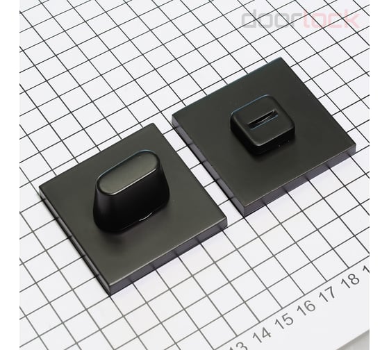 Изображение товара Поворотная кнопка Doorlock DL TK06/S/WC Slim Black черная, квадратная розетка, шток 6мм 73268