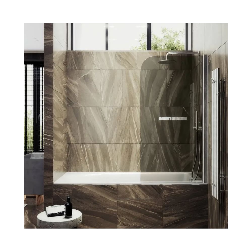 Изображение товара Поворотная шторка на монопетле MaybahGlass 1400х800 бронза 6 мм с полотенцедержателем