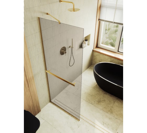 Изображение товара Душевая перегородка MaybahGlass в узком профиле, 1950х790 мм, стекло бронза 8 мм + полотенцедержатель MGD-727-3у