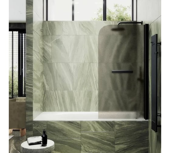 Изображение товара Шторка поворотная на монопетле MaybahGlass 1400х800 6 мм Бронза матовая +Полотенцедержатель MGV-790-6