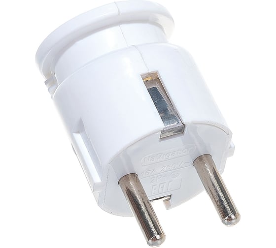 Изображение товара Вилка Navigator NCA-PL04-16A-E-WH, с заземлением, угловая, белая 61362