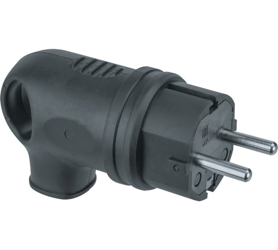 Изображение товара Вилка Navigator NCA-PLR01-16A-E-IP44-BL, с заземлением, угловая, каучук, черная 61367
