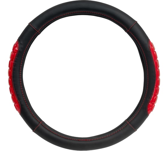 Изображение товара Оплётка руля AUTOPROFI экокожа, массажные вставки AP-2060 BK RD M
