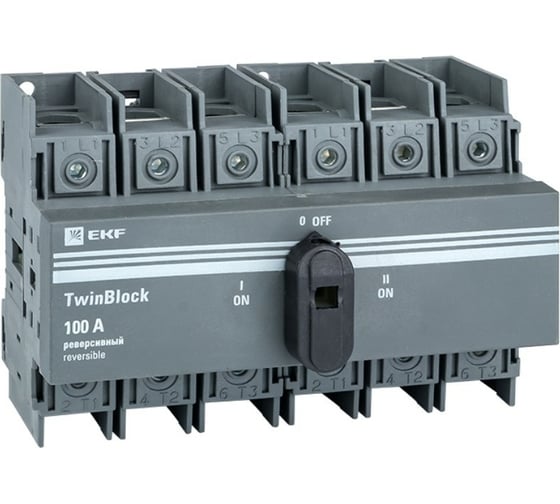 Изображение товара Реверсивный рубильник EKF 100A 3P c рукояткой для прямой установки TwinBlock tb-s-100-3p-rev