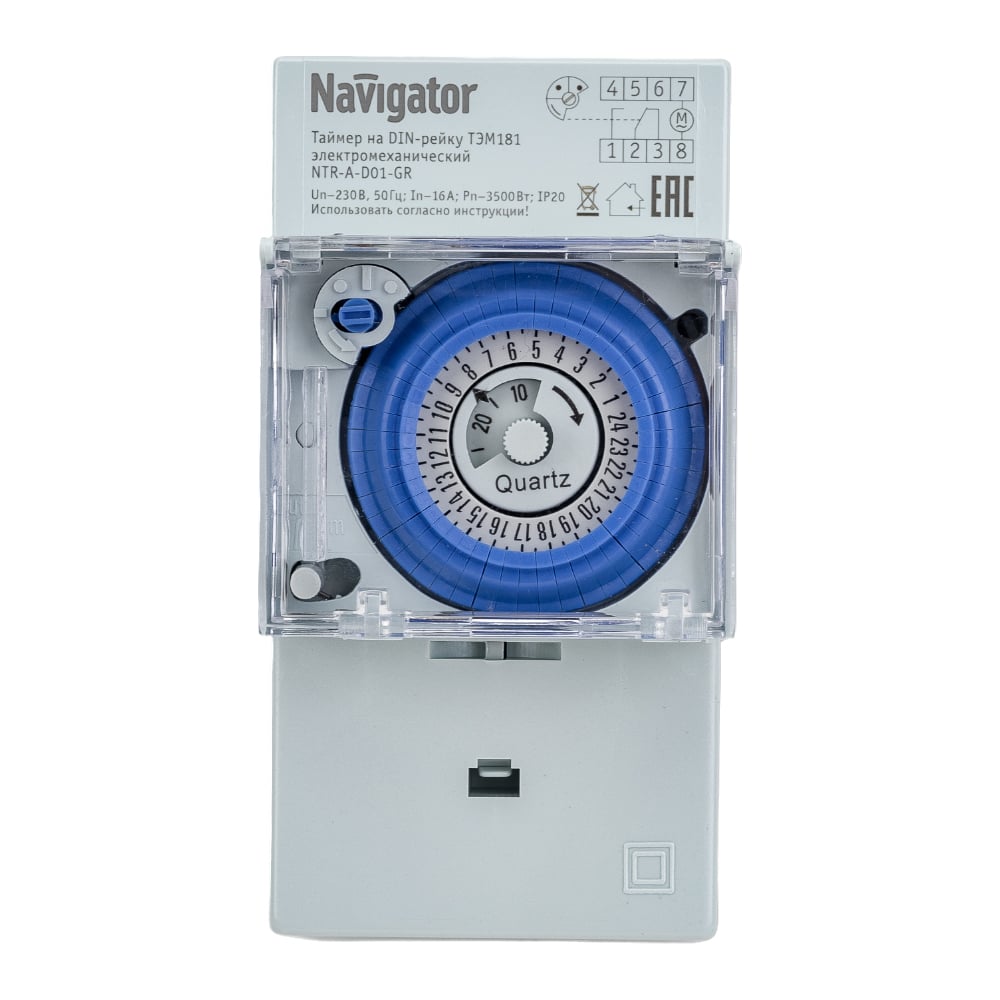 Электромеханический таймер на DIN-рейку Navigator таймер цифровой тэ15 на din рейку 16 а 230 в