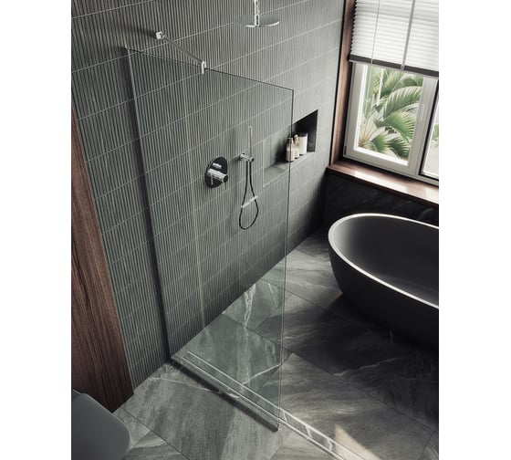 Изображение товара Душевая перегородка MaybahGlass в узком профиле, 1950х890 мм, стекло бесцветное 8 мм, MGD-689-5у