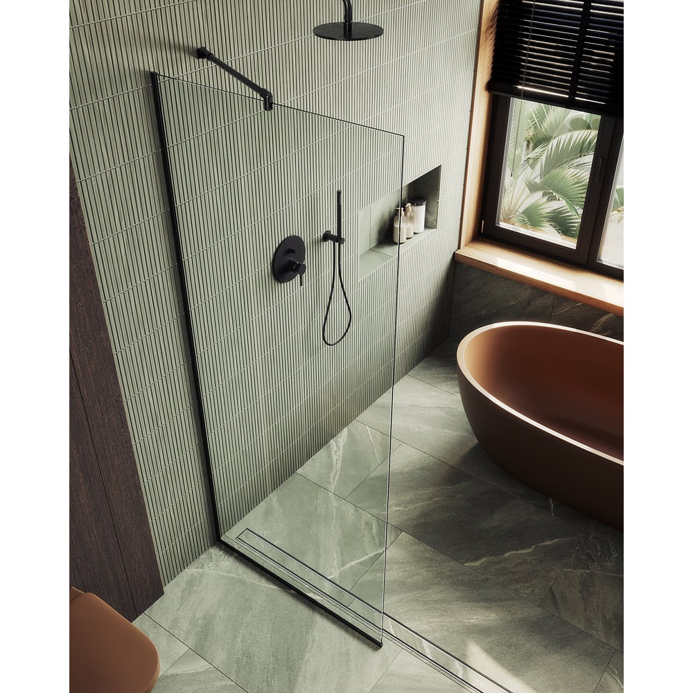 Изображение товара Душевая перегородка MaybahGlass 1950х890 мм узкий профиль прозрачное стекло