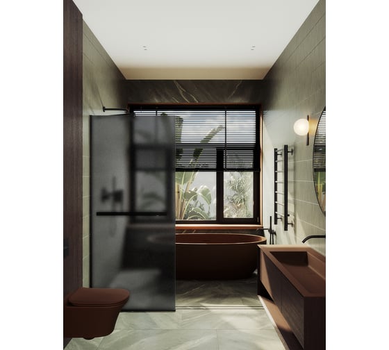 Изображение товара Душевая перегородка MaybahGlass в узком профиле, 1950х890 мм, стекло матовое графит 8 мм + полотенцедержатель MGD-736-6у