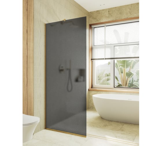 Изображение товара Душевая перегородка MaybahGlass в узком профиле, 1950х890 мм, стекло матовое графит 8 мм, MGD-694-3у