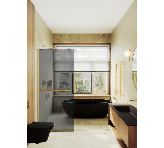 Изображение товара Душевая перегородка MaybahGlass в узком профиле, 1950х890 мм, стекло графит 8 мм + полотенцедержатель MGD-735-3у