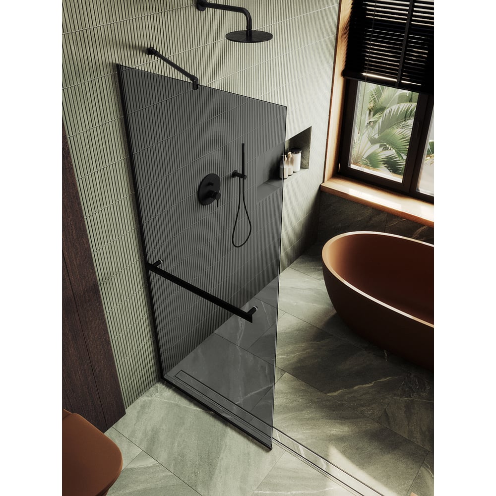 Изображение товара Душевая перегородка MaybahGlass 1950х890мм графит узкий профиль