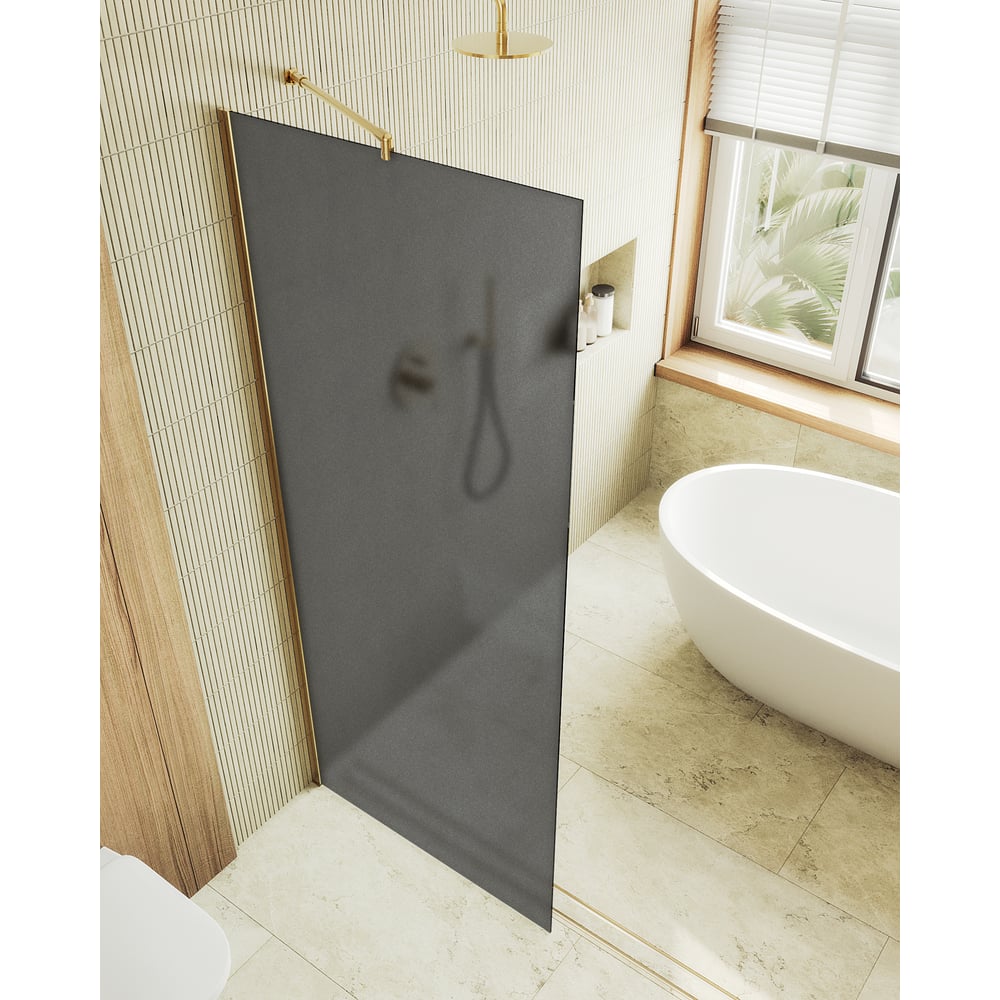 Изображение товара Душевая перегородка MaybahGlass широкая, матовая графит, 1950x1090 мм, MGD-682-3ш