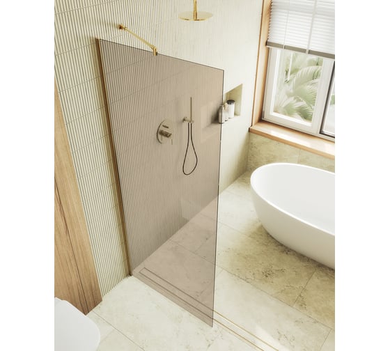 Изображение товара Душевая перегородка MaybahGlass в широком профиле, 1950х790 мм, стекло бронза 8 мм, MGD-696-3ш