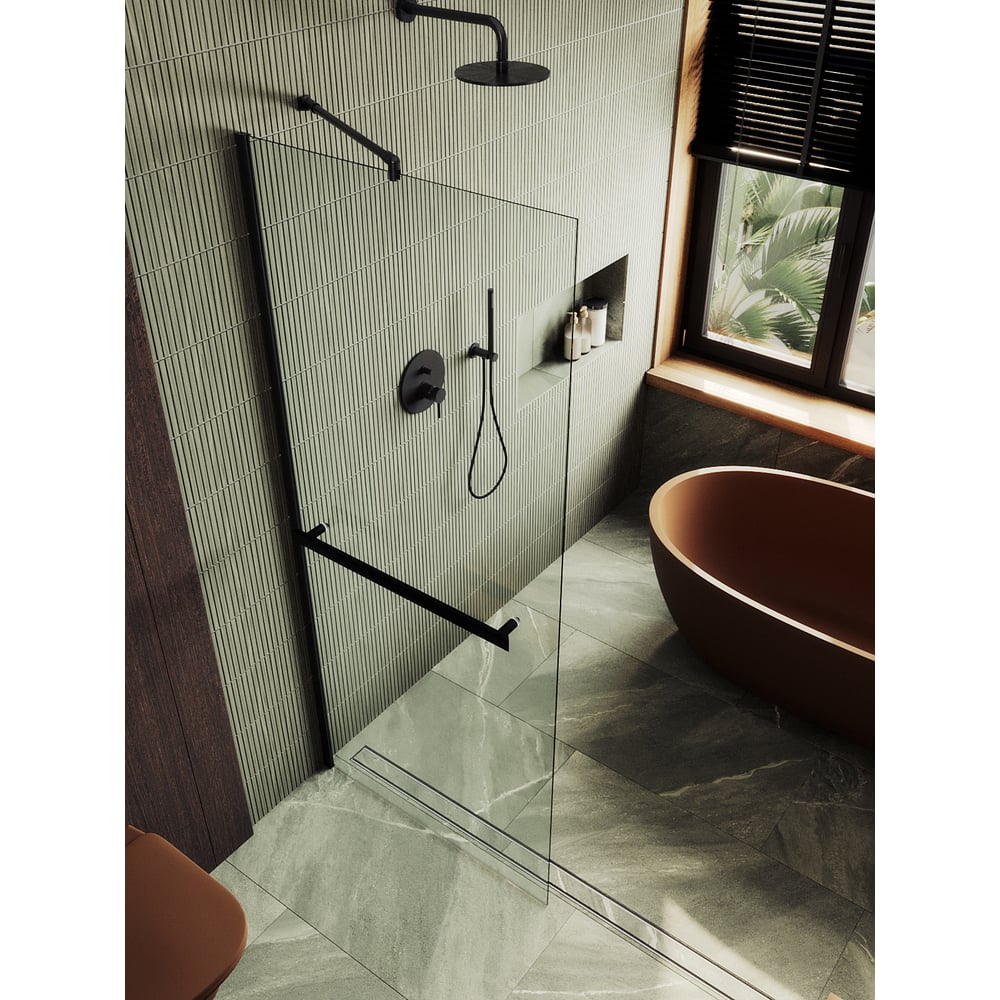 Изображение товара Душевая перегородка MaybahGlass 1950х790 мм бесцветное стекло анодированный профиль