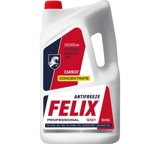 Изображение товара Антифриз FELIX CARBOX -40 градусов С, G-12+, 5 кг, красный, концентрат 430206041
