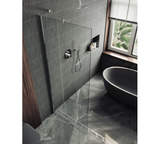 Изображение товара Душевая перегородка MaybahGlass в широком профиле, 1950х690 мм, стекло бесцветное 8 мм, MGD-701-5ш