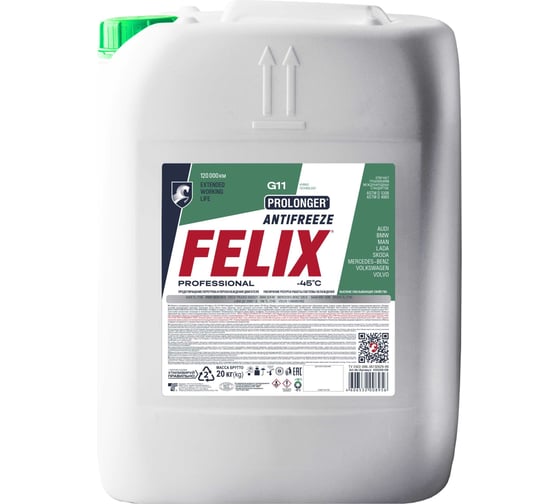 Изображение товара Антифриз FELIX PROLONGER -40град.С, G-11, 20 кг, зеленый 430206158