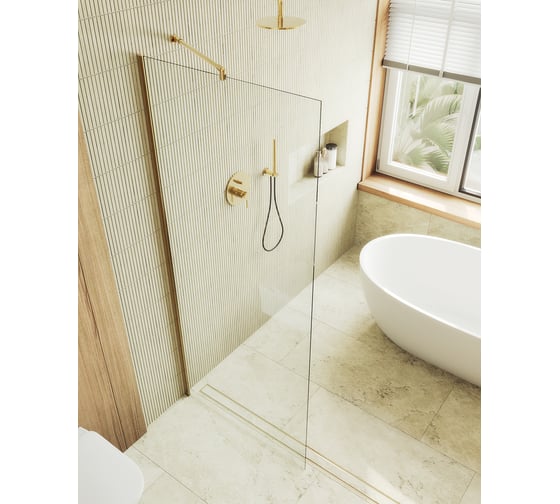 Изображение товара Душевая перегородка MaybahGlass в широком профиле, 1950х690 мм, стекло бесцветное 8 мм, MGD-701-3ш