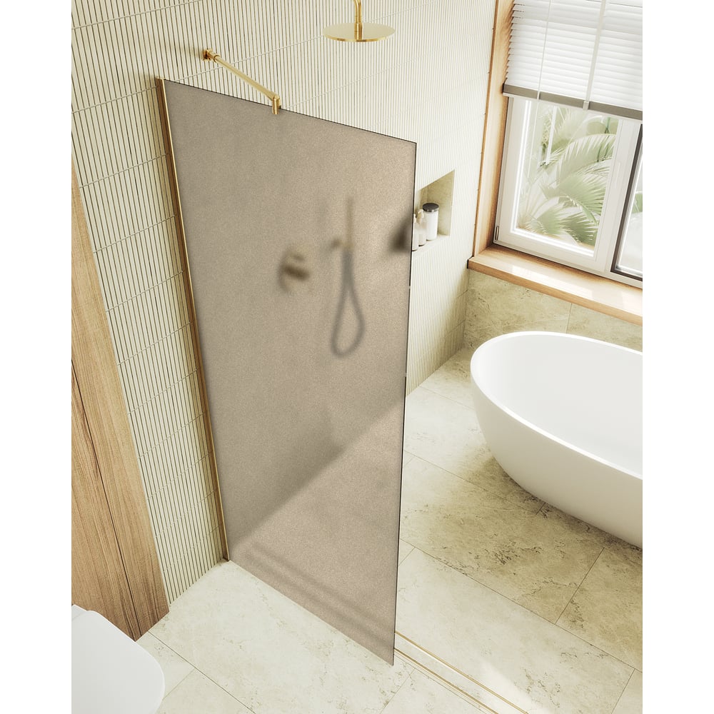 Изображение товара Душевая перегородка MaybahGlass широком профиле бронза матовая 8 мм 1950x690 мм